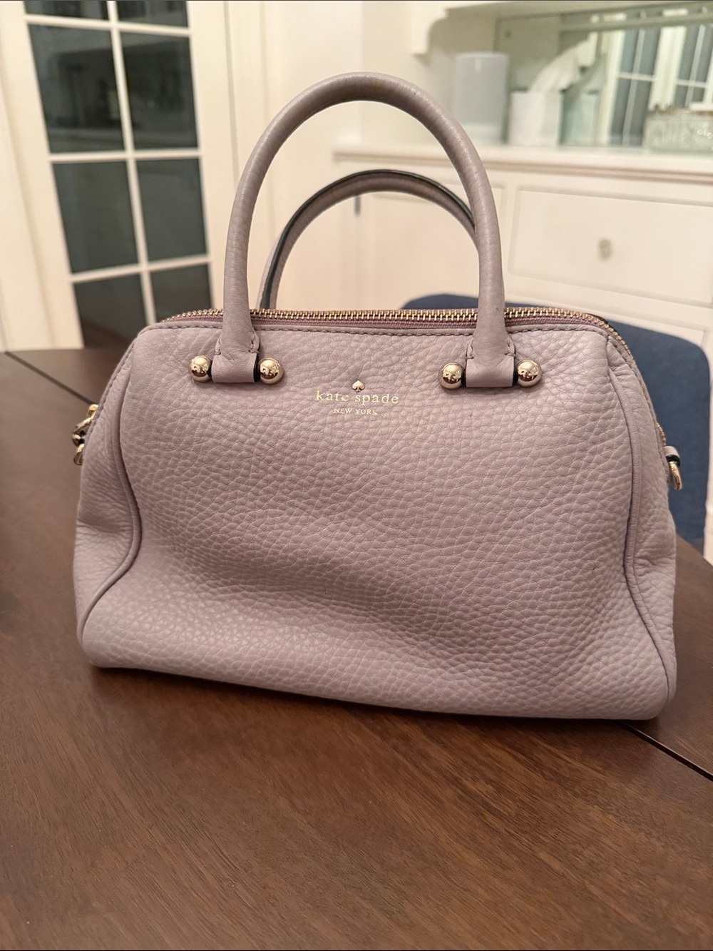 kate spade New York Pebbled Leather Satchel in Light Purple / Lilac